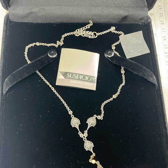 Vintage Sparkle ✨ Suspicion 925 Silver & Marcasite Elegance Necklace 🖤 - Picture 13 of 13